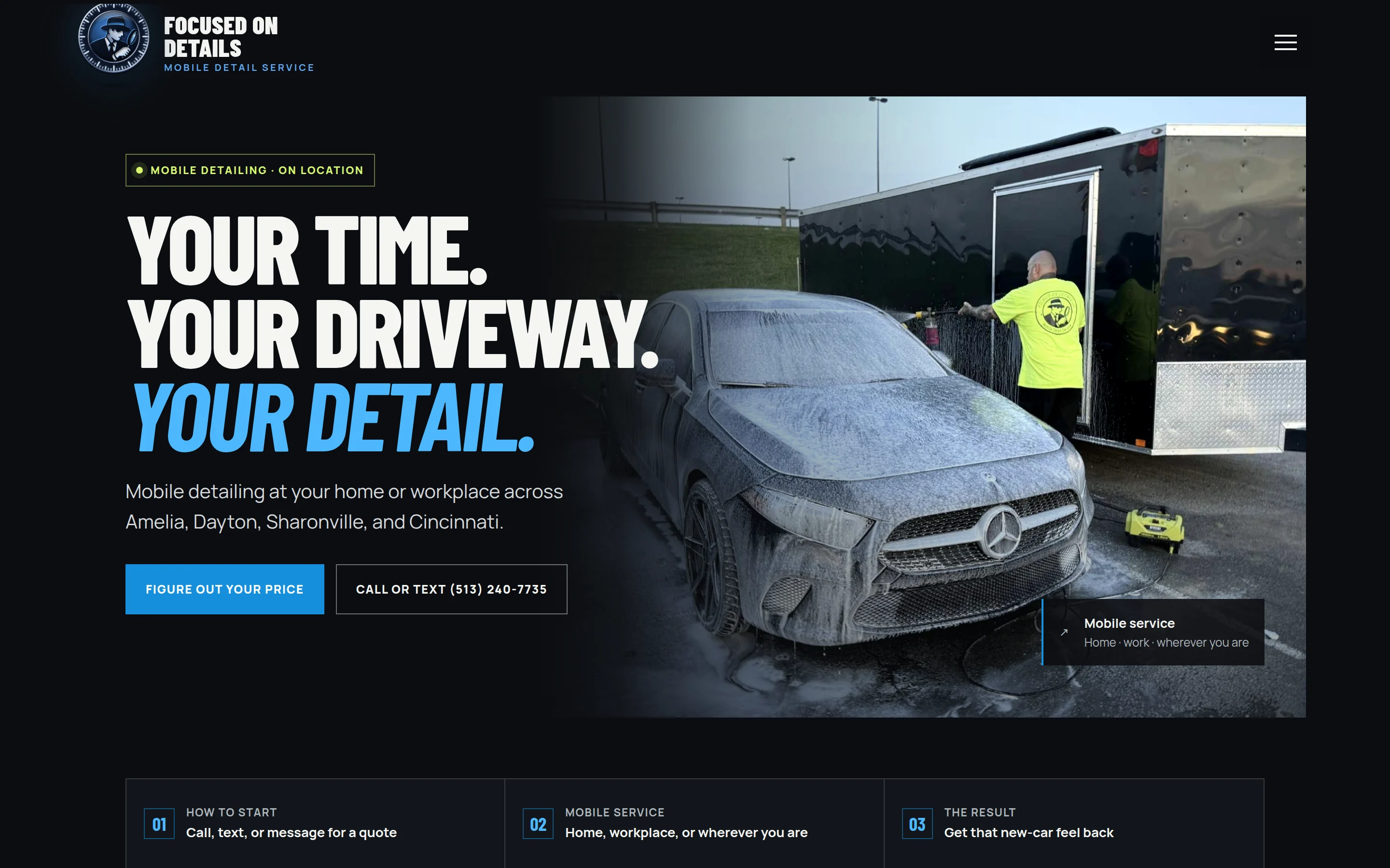 Homepage preview of the Focused on Details demo concept