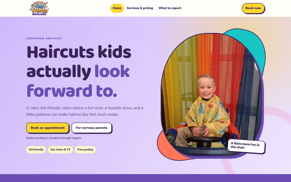 Homepage preview of the Tiny Trims demo concept