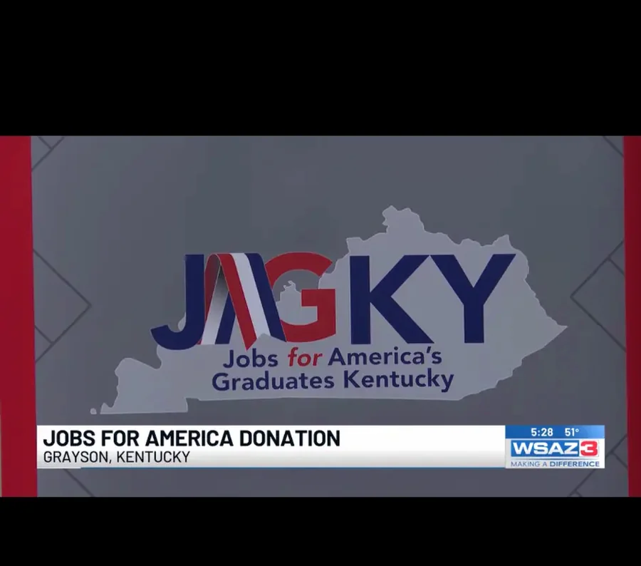 WSAZ broadcast frame showing the Jobs for America’s Graduates Kentucky event.
